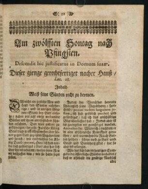351-361, Am zwölfften Sontag nach Pfingsten. Descendit hic justificatus in Domum suam.
