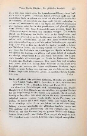 123-124 [Rezension] Dante Alighieri, Die göttliche Komödie