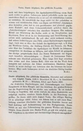 123-124 [Rezension] Dante Alighieri, Die göttliche Komödie