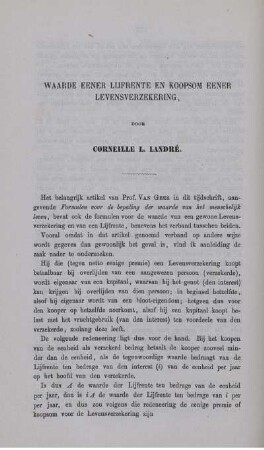 Waarde eener lijfrente en koopsom eener levensverzekering.