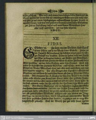 XII. Fides