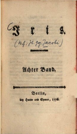 Iris : Vierteljahresschrift für Frauenzimmer. 8. 1776