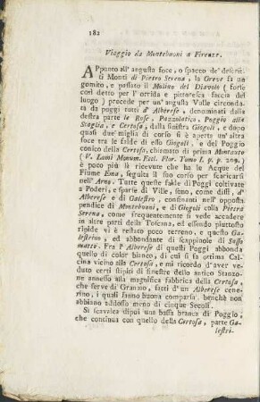 Viaggio da Montebuoni a Firenze.