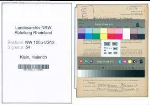 Entnazifizierung Heinrich Klein , geb. 03.03.1895 (Angestellter)