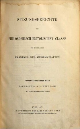 Sitzungsberichte. 85. 1877