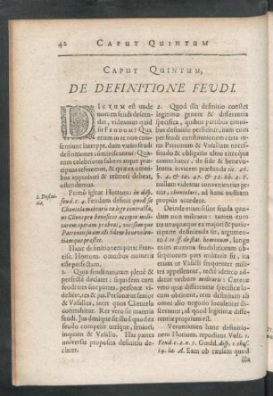 Caput Quintum, De Definitione Feudi