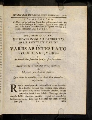 1097-1104, Sp. 421. De Variis ab intestato succedendi ...