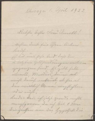 Nachlass Emerenz Meier (1874-1928): Brief von Mary Jacklin, Schwester Emerenz Meiers, an Auguste Unertl - Staatliche Bibliothek Passau EM 2/30
