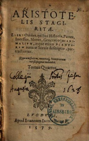 Libri omnes, quibus historia, partes, incessus, motus generatioque animalium, atque etiam plantarum naturae brevis descriptio pertractantur, 4