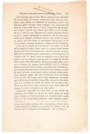 "Observations Météorologiques sur l'Etna"