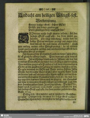 Andacht am heiligen Pfingst-fest