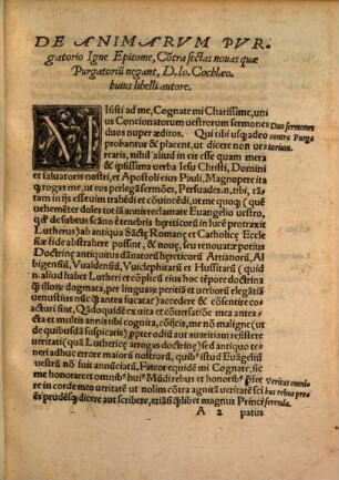 De Animarvm Pvrgatorio Igne Epitome : Contra nouas sectas quae Purgatorium negant