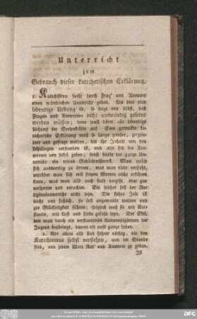 Unterricht zum Gebrauch dieser katechetischen Erklärung.