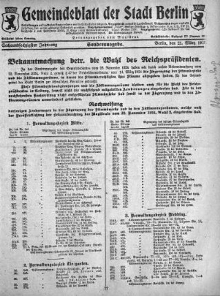 Sonderausgabe, 21. März 1925