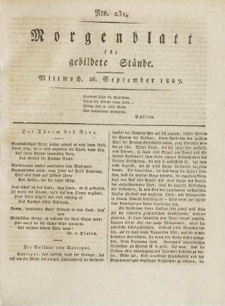 1827: Nro. 231 - Nro. 234