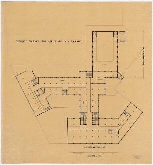 Hochhaus am Blücherplatz, Berlin: Grundriss 1.-4.OG 1:200