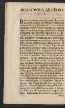 Bibliopola Lectori