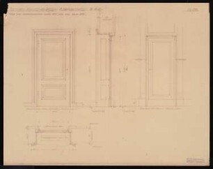 Schloss Posen, Posen Umbau: Ansichten, Grundriss und Schnitt Türen 1.OG 1:10