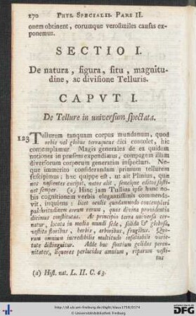 Sectio I. De natura, figura, situ, magnitudine, ac divisione Telluris.