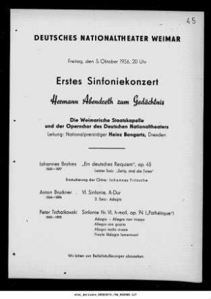 Erstes Sinfoniekonzert Hermann Abendroth zum Gedächtnis