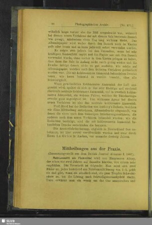 Mittheilungen aus der Praxis