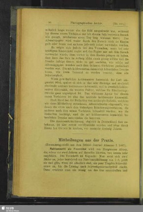 Mittheilungen aus der Praxis