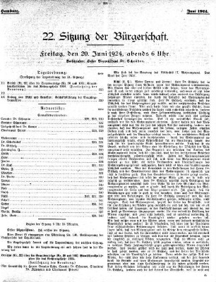 22. Sitzung der Bürgerschaft.