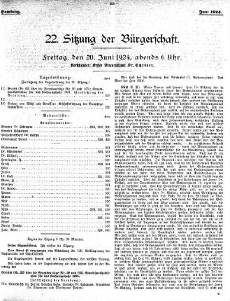 22. Sitzung der Bürgerschaft.