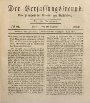 № 81. Cassel, den 10. October 1832.