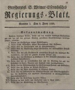Nr. 7 : 9. Juny 1826