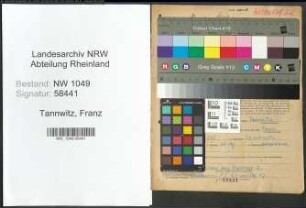 Entnazifizierung Franz Tannwitz , geb. 05.03.1898 (Lehrer)