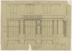 Thiersch, Friedrich von; Wiesbaden; Kurhaus - Weinsaal, Ostseite (Grundriss, Ansicht, Schnitt)