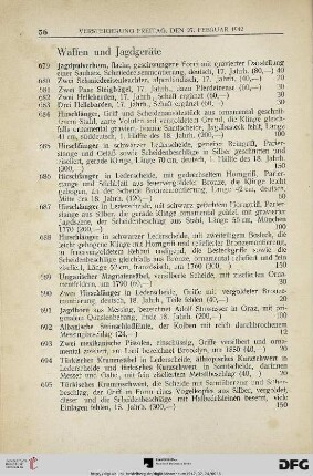 Waffen und Jagdgeräte (Nr. 679-708)