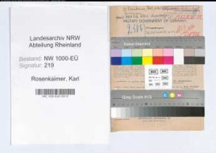 Entnazifizierung Karl Rosenkaimer, geb. 07.12.1897 (Kaufmann)