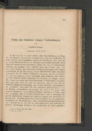 Notiz zur Struktur einiger Verbindungen.