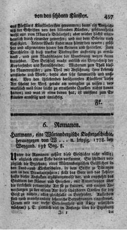 Hartmann, eine würtembergische Klostergeschichte.