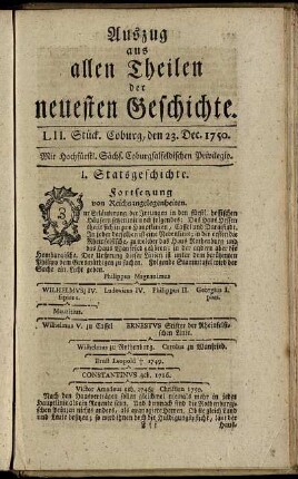 LII. Stück. Coburg, den 23. Dec. 1750.
