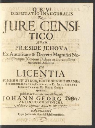 Disputatio Inauguralis De Iure Censitico