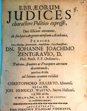 Ebraeorum iudices charactere politico expressi