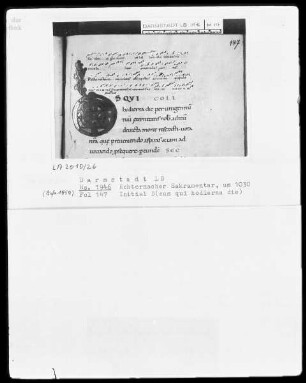 Sakramentar mit eingearbeitetem Graduale — Initiale D (eus qui hodierna die), Folio 147recto