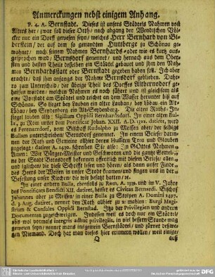 Anmerckungen nebst einigem Anhang