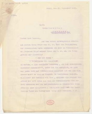 Brief an Erwin Lendvai : 16.09.1926