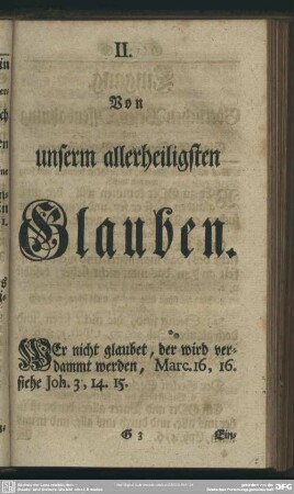 II. Von unserm allerheiligsten Glauben