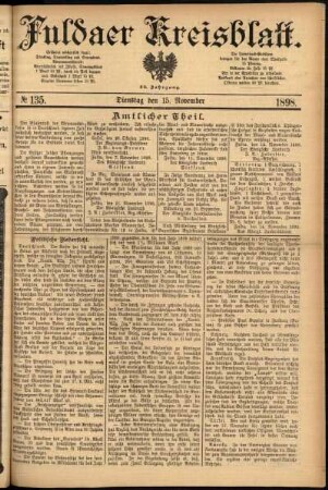 Erste Ausgabe vom Dienstag, den 15. November 1898.