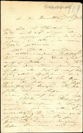 5-10-19-21.0000: Handschriften betr. Schumann, Robert; Komponist und Musikdirektor; diverse Schreiben ff.: Eigenhändige Abschrift der Clara Schumann von einem Brief ihres Mannes