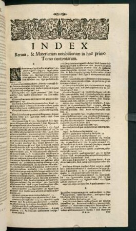 Aaaa1r-Aaaa6v, Index Rerum, & Materiarum notabiliorum in hoc primo Tomo contentarum.