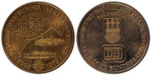 Hamburg: Medaille auf die Einweihung des 1. Teilstückes der Hamburger City-S-Bahn