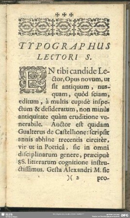 Typographus Lectori S.