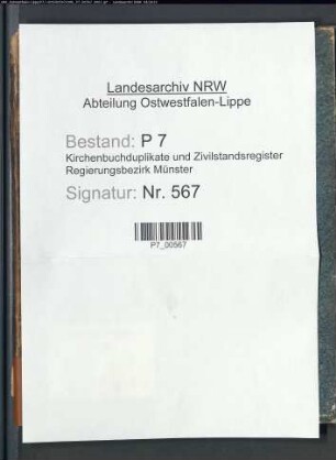 Zivilstandsregister der Gemeinde Bork (G 1811). (Gemeinde: Bork, Kreis Lüdinghausen)