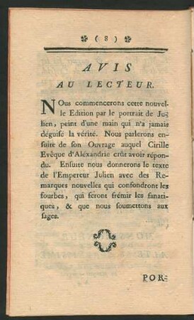 Avis Au Lecteur.